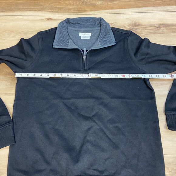 Van Heusen Sweater Mens Medium Black Mock Neck 1/4 Zip Long Sleeve - Picture 5 of 6